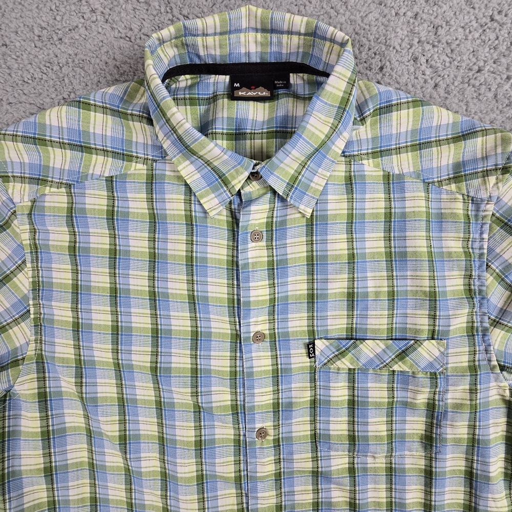 Kavu Shirt Mens Medium Plaid Button Up Short Sleeve Pocket‎